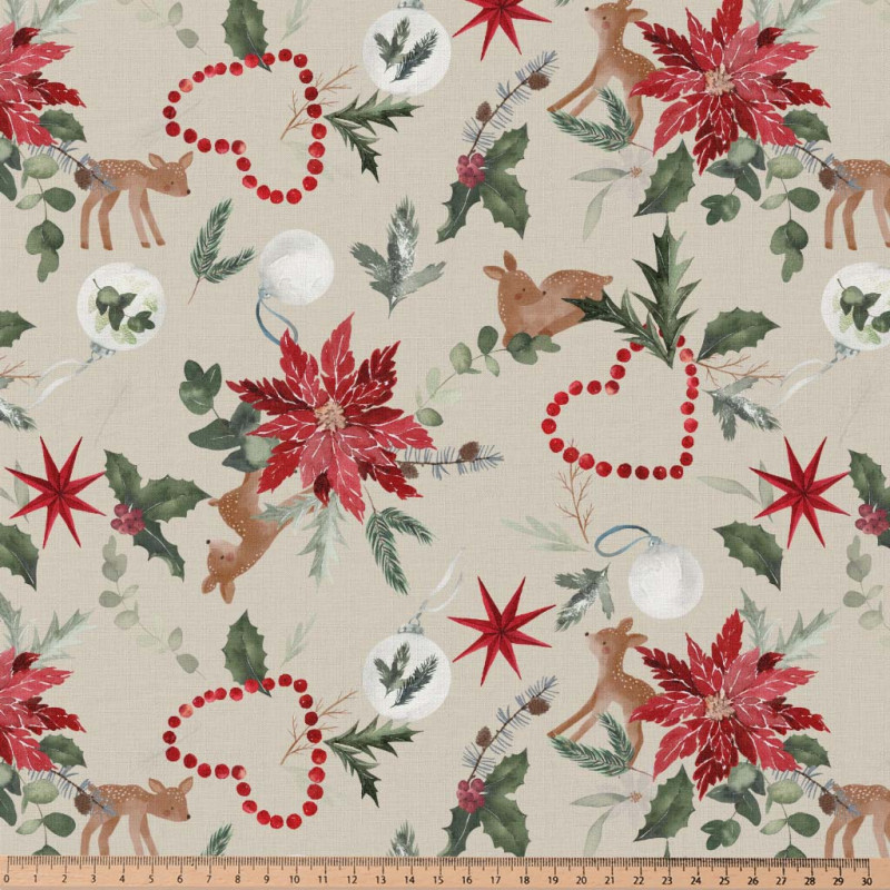 Algodón estampado NORTEN Beige / Rojo
